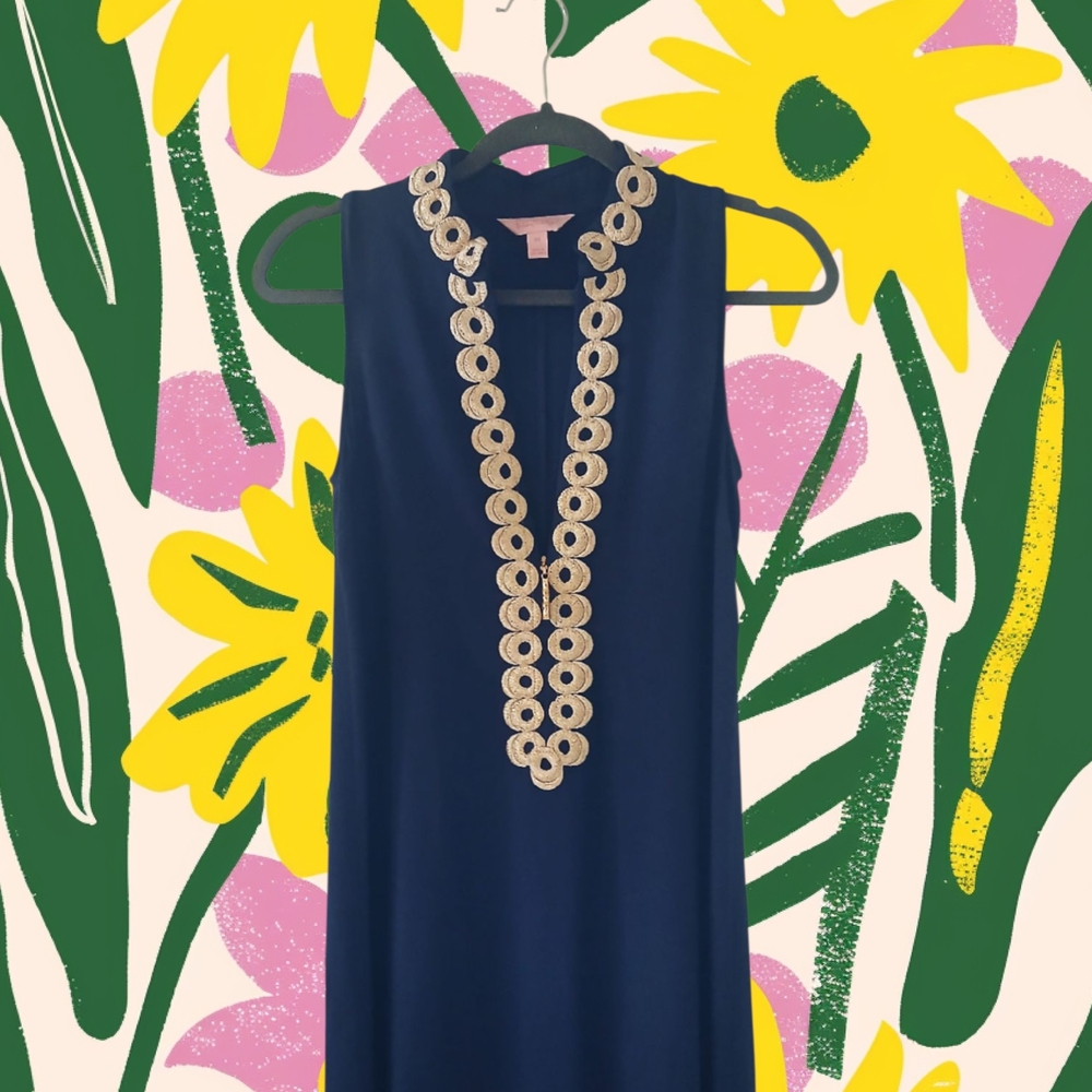 Lilly Pulitzer Jane Shift Navy Blue Midi Dress